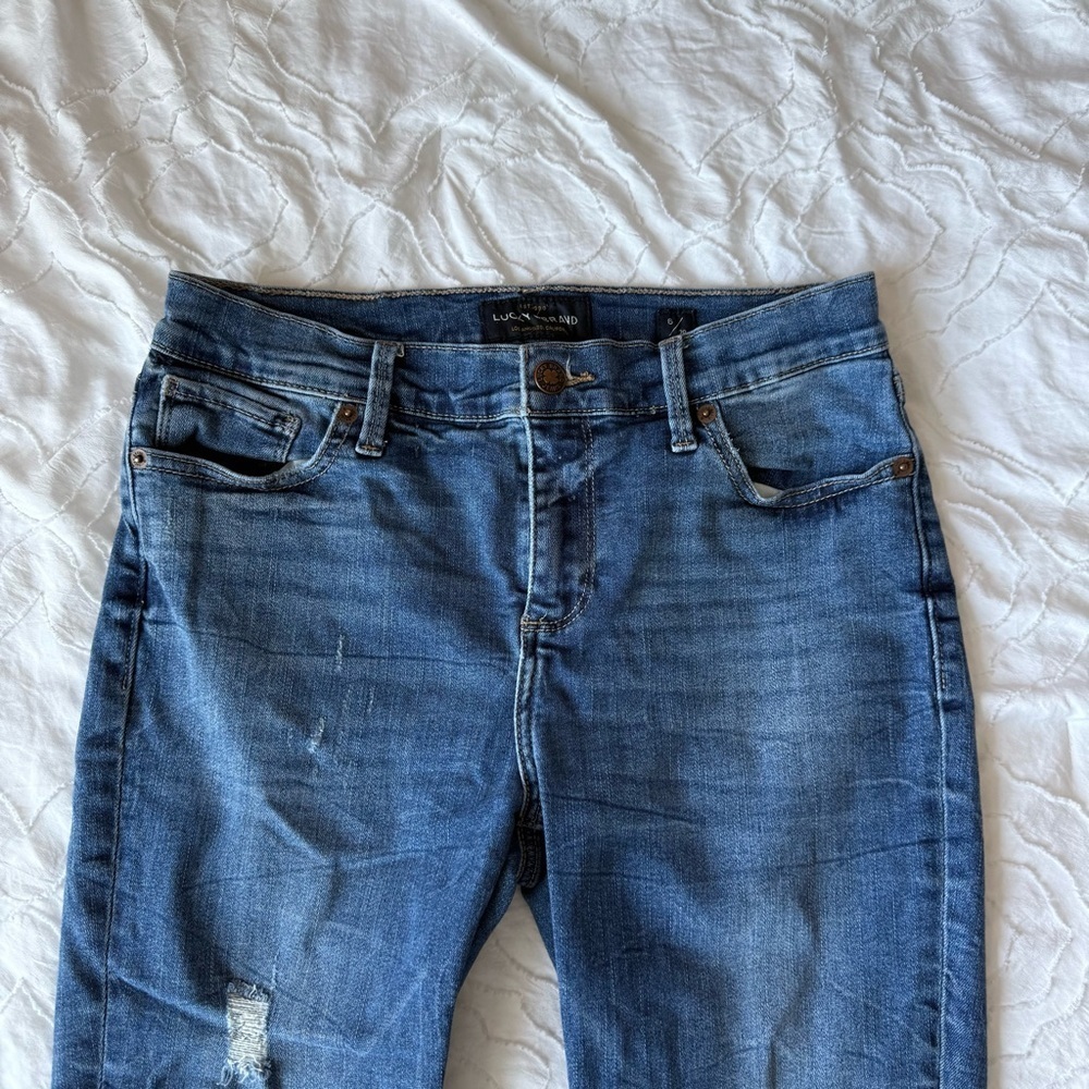 Lucky Brand Brooke Leggings Dark Blue Skinny Jeans Dark Wash Ankle Distressed - Picture 2 of 11